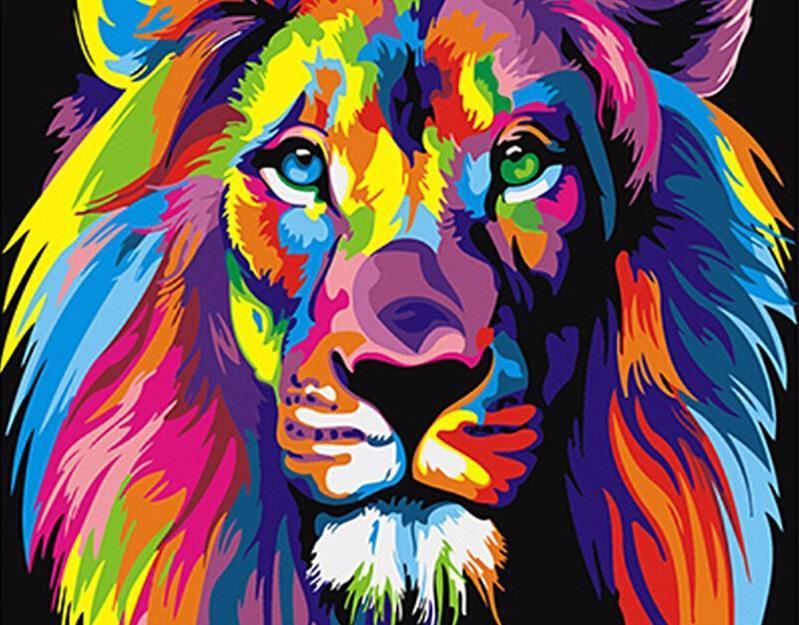DIY Painting By Numbers - Colorful Lion (16
