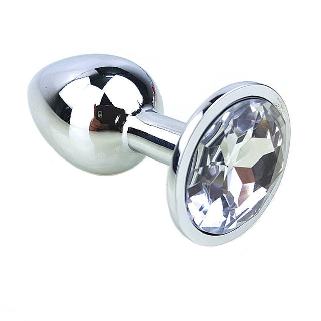 12 Colors Metal Anal Sex Toys For Women & Men,  Anal Butt Plugs + Crystal Jewelry, Booty Beads,Anal Tube, Sex Products