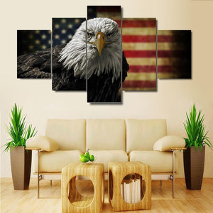 American Flag Eagle, 5 Panel Framed Canvas Art - Andredamart
