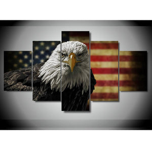 American Flag Eagle, 5 Panel Framed Canvas Art - Andredamart