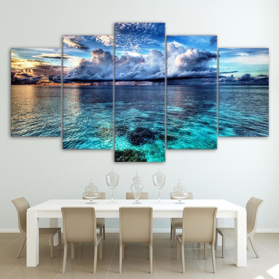 Beautiful Sea View , 5 Panel Framed Canvas Art - Andredamart