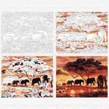 DIY Painting By Numbers - Elephants (16"x20" / 40x50cm) - Andredamart