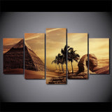 Egyptian Pyramids Sunset, 5 Panel Framed Canvas Art - Andredamart