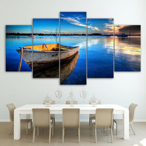 Beautiful Floating Boat, 5 Panel Framed Canvas Art - Andredamart