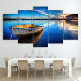 Beautiful Floating Boat, 5 Panel Framed Canvas Art - Andredamart