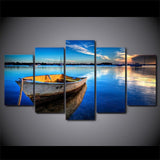 Beautiful Floating Boat, 5 Panel Framed Canvas Art - Andredamart