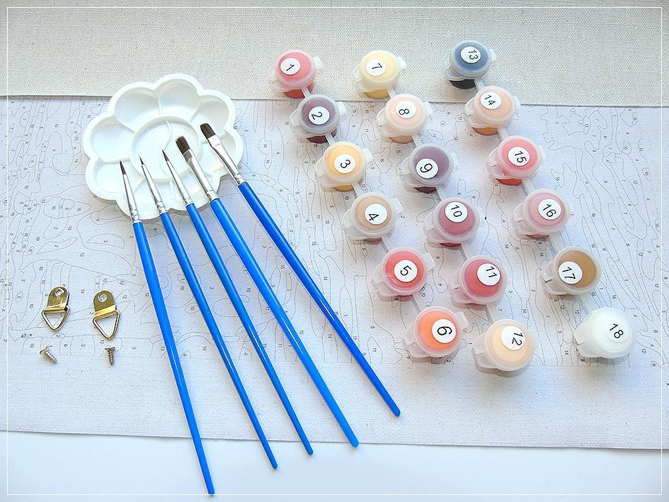 DIY Painting By Numbers - Elephants (16"x20" / 40x50cm) - Andredamart