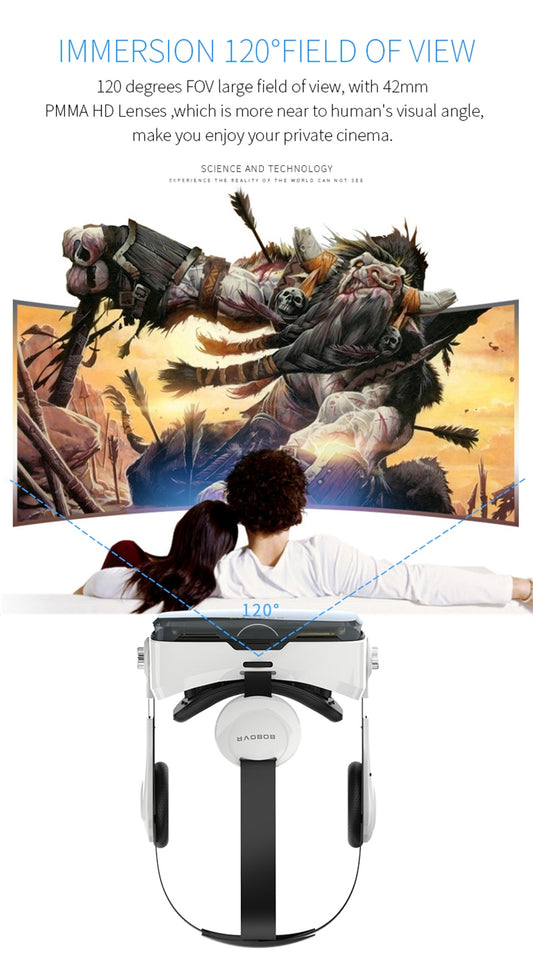 VR headset with built-in headphones