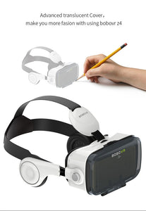 VR headset with built-in headphones