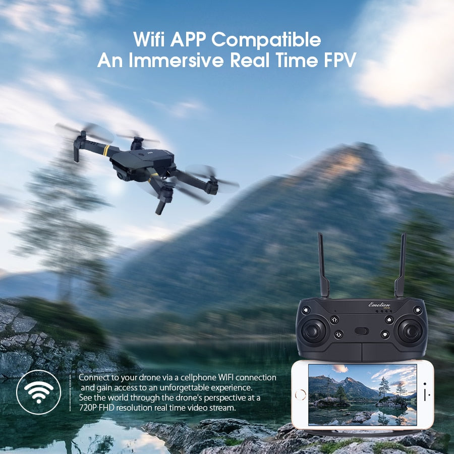WiFi FPV Wide Angle HD Camera High Hold Mode Foldable Drone
