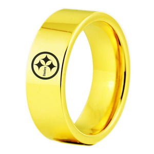 Pittsburgh Steelers Ring Football Team Logo 8mm Wedding Band Jewelry Men Women