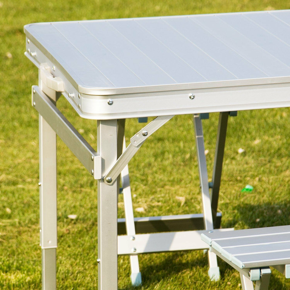 Portable Folding Camping Outdoor Picnic Party Table Garden BBQ Chairs w/4 Seats