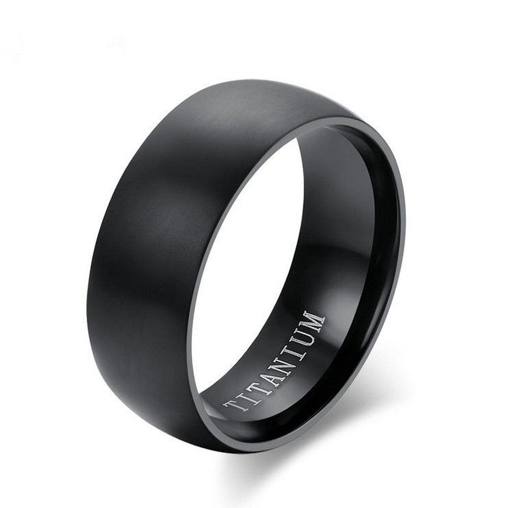 Men's Black Titanium Steel Ring 8MM Wedding Engagement Anniversary Band Size8-11