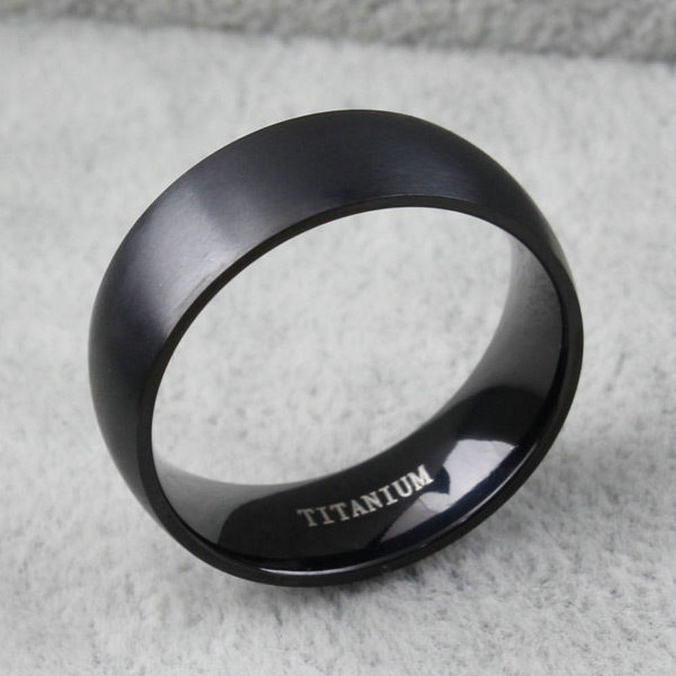 Men's Black Titanium Steel Ring 8MM Wedding Engagement Anniversary Band Size8-11