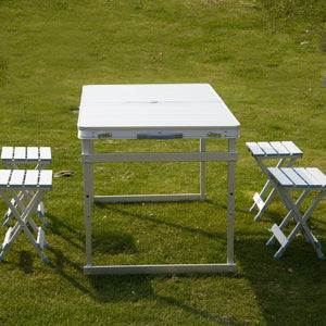 Portable Folding Camping Outdoor Picnic Party Table Garden BBQ Chairs w/4 Seats