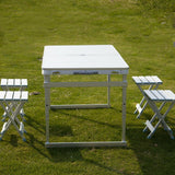 Portable Folding Camping Outdoor Picnic Party Table Garden BBQ Chairs w/4 Seats