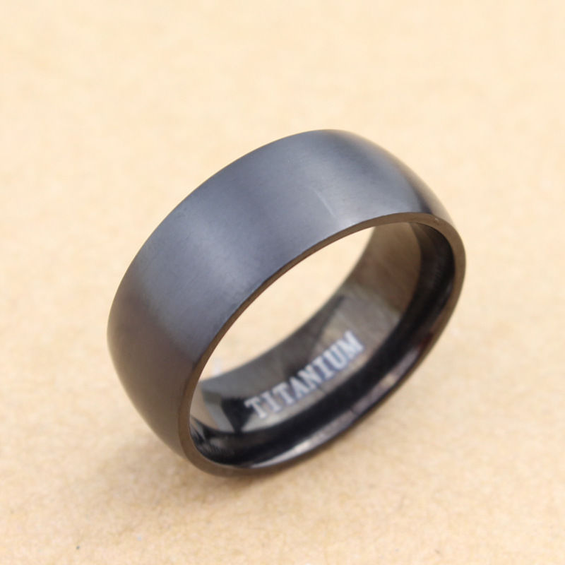 Men's Black Titanium Steel Ring 8MM Wedding Engagement Anniversary Band Size8-11