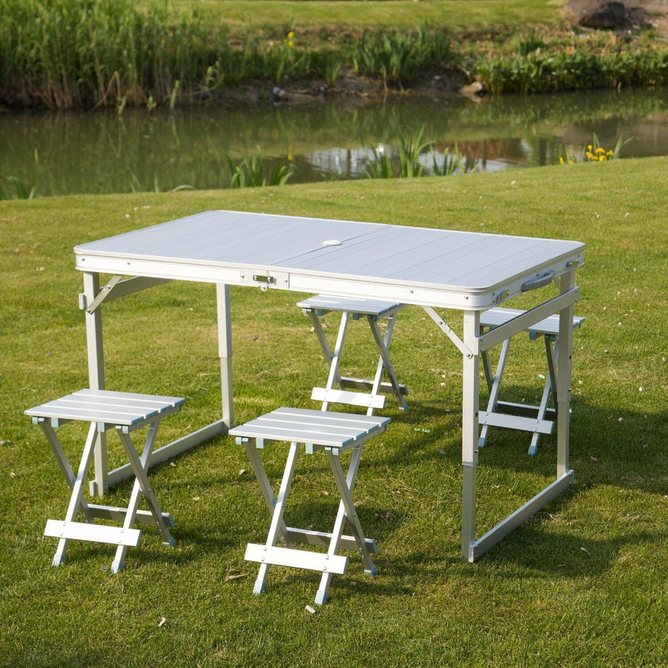 Portable Folding Camping Outdoor Picnic Party Table Garden BBQ Chairs w/4 Seats